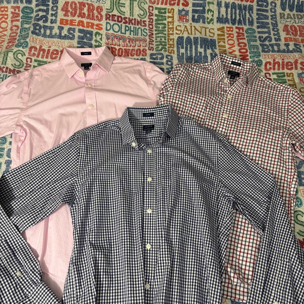 J. Crew Pink, Red, and Blue Dress Shirts